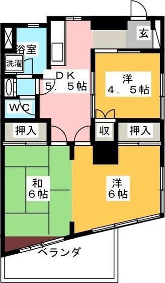 下田ビル(3DK/3階)の間取り写真