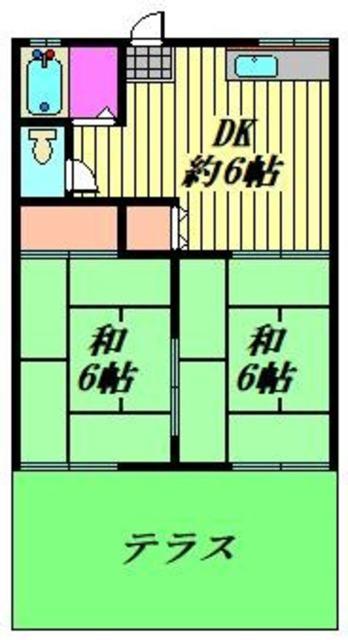 永瀬ハイツ(2DK/2階)の間取り写真
