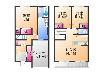 FELIZ松之浜(3LDK/1階)の間取り写真