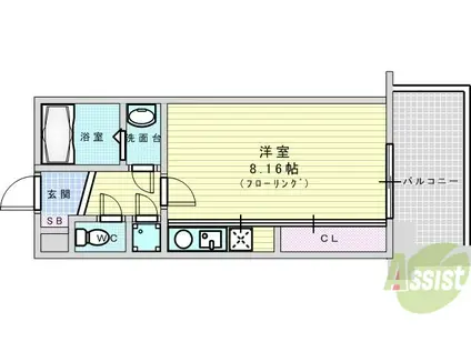 フォレステージュ江坂公園(ワンルーム/11階)の間取り写真