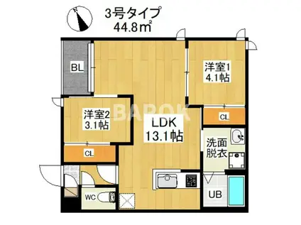 REGALEST 悦陽正守(2LDK/1階)の間取り写真