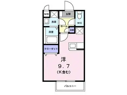 コンビビアリテ(ワンルーム/2階)の間取り写真