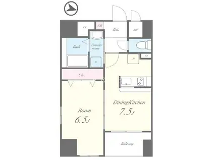 ペイサージュ文京(1DK/2階)の間取り写真