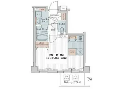 カスタリア三宿(ワンルーム/2階)の間取り写真