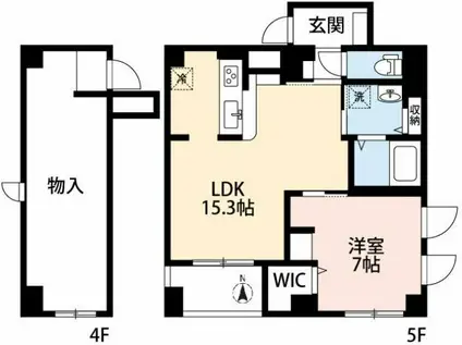 メゾン プリマベーラ(1LDK/4階)の間取り写真