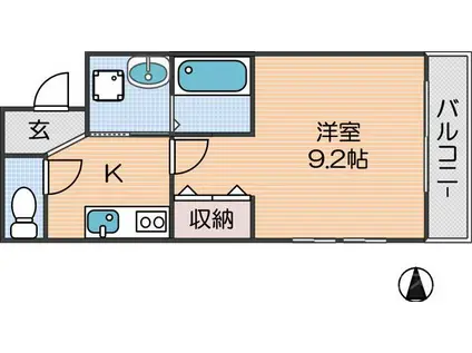 フジパレス住ノ江駅南III番館(1K/2階)の間取り写真