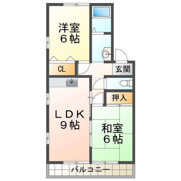 グレースなぎさ(2LDK/2階)の間取り写真