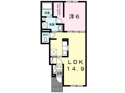 セプテットIV(1LDK/1階)の間取り写真