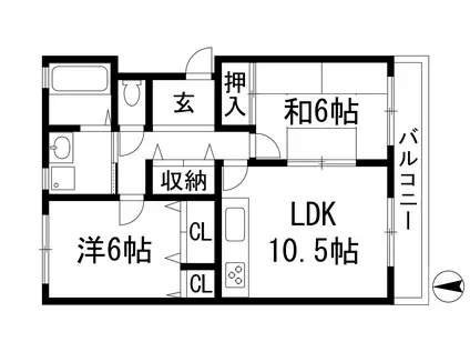 ロイヤルハウス萩原(2LDK/2階)の間取り写真