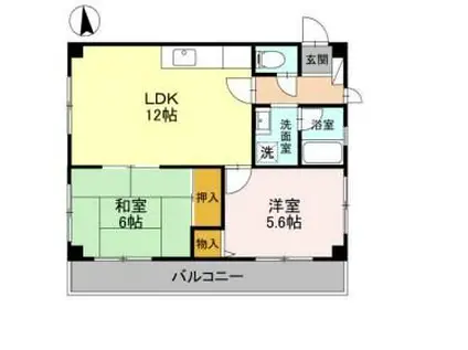 エステートウエヤマ(2LDK/3階)の間取り写真
