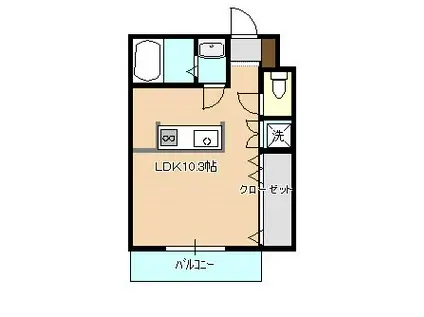 ウィステリアIII(ワンルーム/2階)の間取り写真