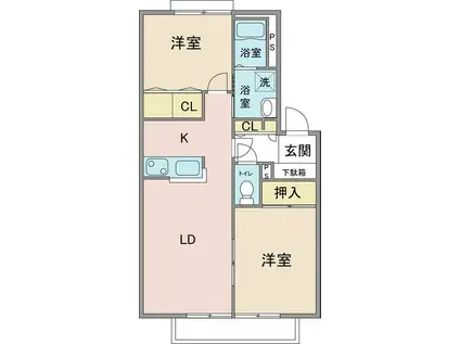 カーサベッラ(2LDK/2階)の間取り写真
