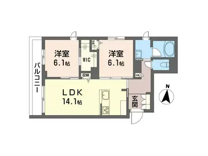 サンフェルト(2LDK/2階)の間取り写真