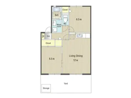 U・TOPIA34 C棟(2LDK/1階)の間取り写真