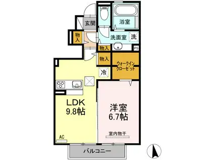 パストラル C(1LDK/1階)の間取り写真