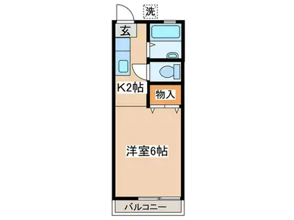 吉田ハイツ(1K/2階)の間取り写真