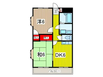 グリーンガーデン(2DK/3階)の間取り写真