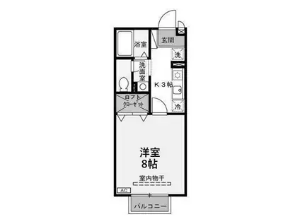 セレーノC(1K/2階)の間取り写真