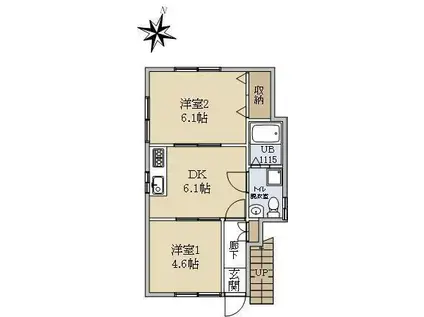 コーポ田中(2DK/1階)の間取り写真