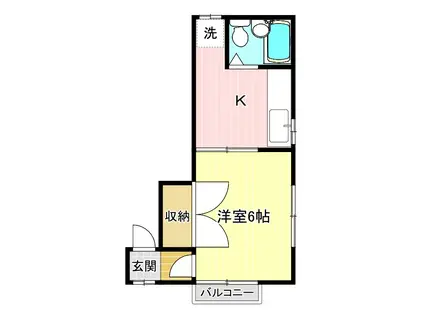 ツジハイツ(1K/2階)の間取り写真