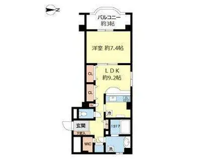 シュエット吉本(1LDK/6階)の間取り写真