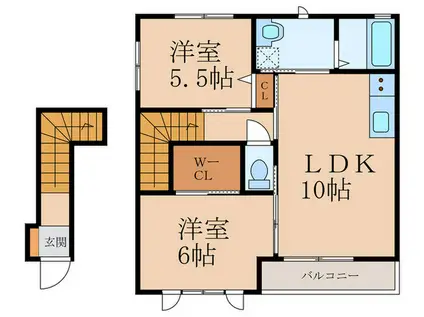 シャーメゾンKAWAE III(2LDK/2階)の間取り写真