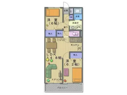 パークサイドミサワ(2LDK/2階)の間取り写真