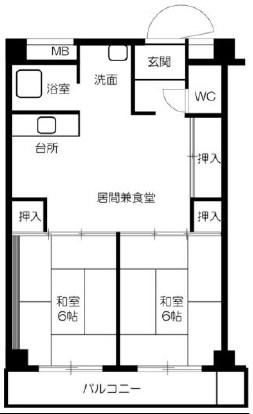 加島第3マンション(2LDK/3階)の間取り写真