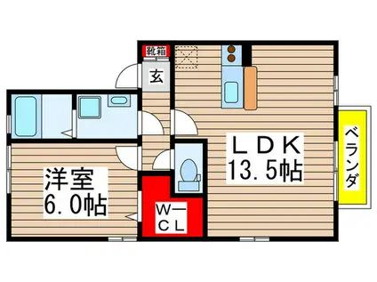 フレシール壱番館(1LDK/2階)の間取り写真