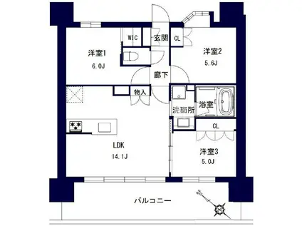 センチュリー千葉みなと(3LDK/8階)の間取り写真