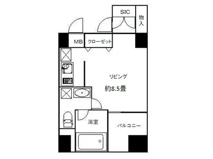 クレアスイート恵比寿(ワンルーム/4階)の間取り写真