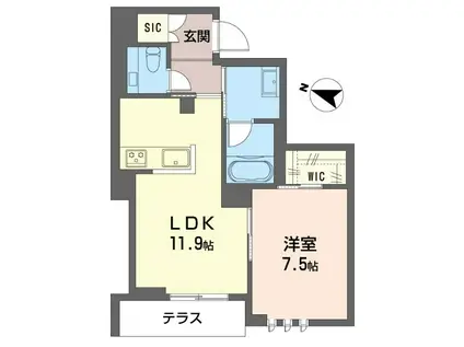 シャーメゾンステージ横濱白楽(1LDK/1階)の間取り写真