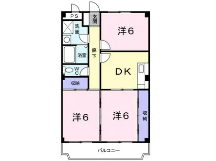 ニューマリッチフジモト(3DK/3階)の間取り写真