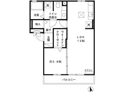 ヴィルヌーブ(1LDK/1階)の間取り写真