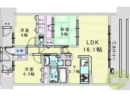グランファースト千里桃山台8号棟(3LDK/3階)の間取り写真