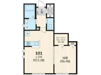 ココン浜田山(1LDK/1階)の間取り写真