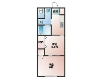 朝日グリーンハイツ(2K/2階)の間取り写真