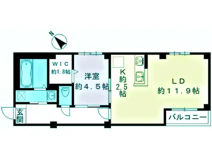 ソラーナデュオ(1LDK/1階)の間取り写真