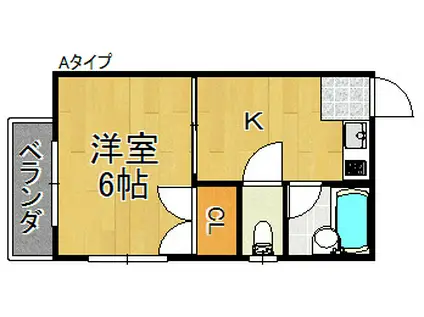 コーポナカノ(1DK/4階)の間取り写真