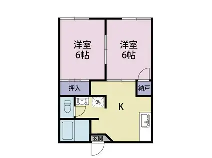 コーポ渚(2DK/1階)の間取り写真