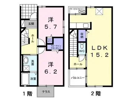 メゾン・ド・ビューII(2LDK/1階)の間取り写真
