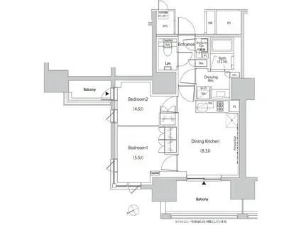 ザ・パークハビオ目白タワー(2DK/7階)の間取り写真