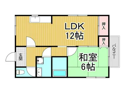ハイツ尾崎(1LDK/2階)の間取り写真