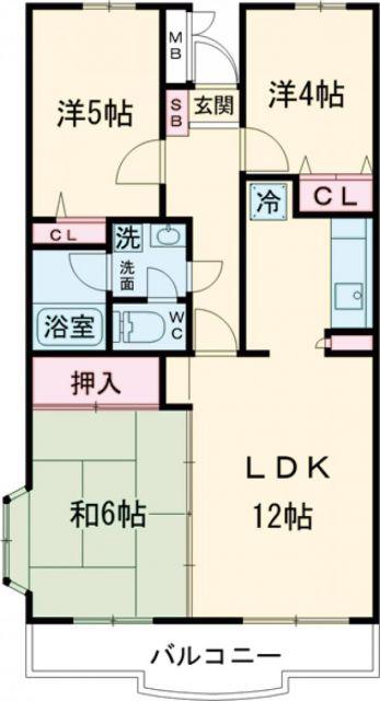 アーク河辺(3LDK/4階)の間取り写真