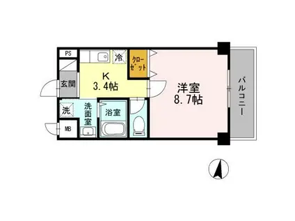 サンヒルズ(1K/2階)の間取り写真