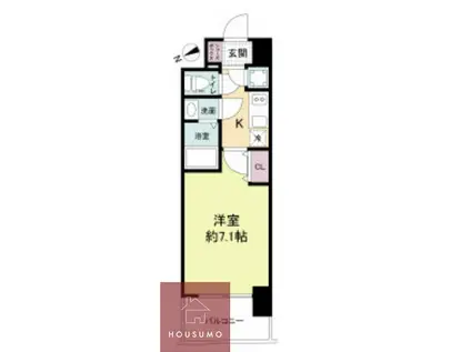 セレニテ京橋クレア(1K/2階)の間取り写真