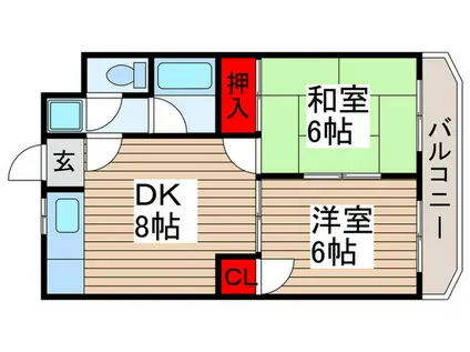ヴィスターラティーズ(2DK/2階)の間取り写真