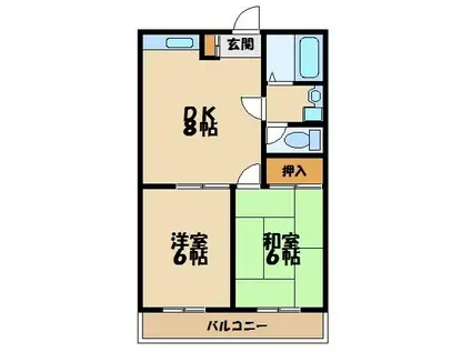 ブランメゾン・フジ(2DK/2階)の間取り写真