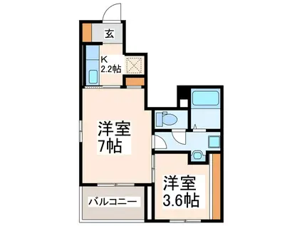 UメゾンI(2K/1階)の間取り写真