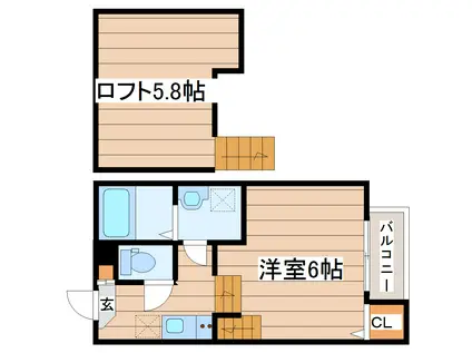 PRIMEFLAT M(1K/1階)の間取り写真